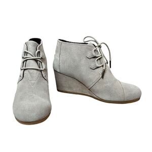 TOMS Kala Wedge Bootie Desert Taupe Suede Tan Shoe 10 NWT Bohemian Earth Tones